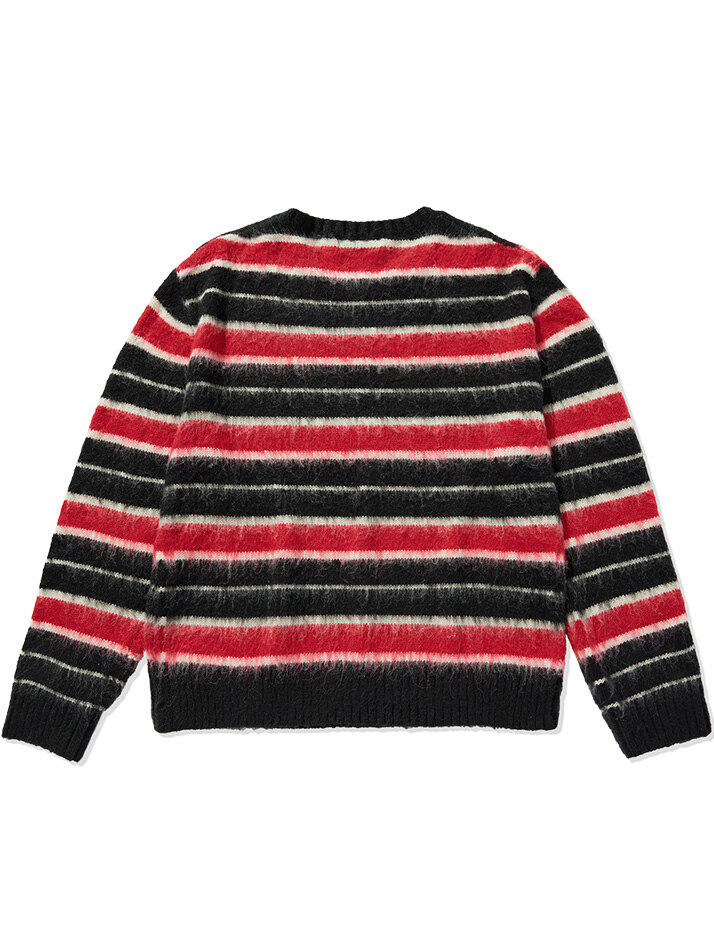 Striped U-Neck Sweater Black