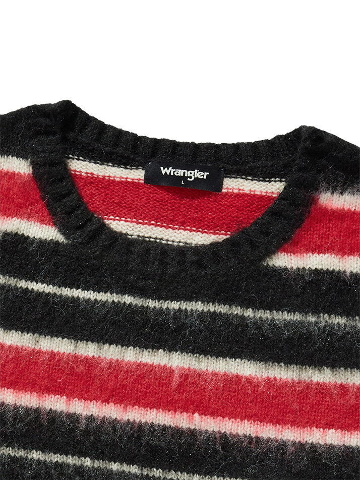 Striped U-Neck Sweater Black