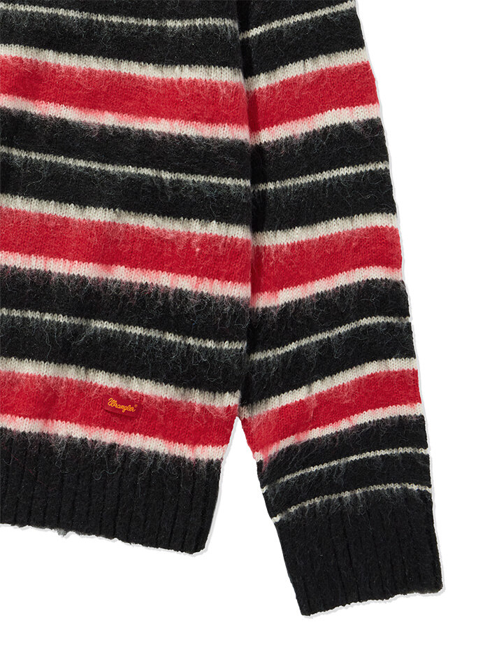 Striped U-Neck Sweater Black