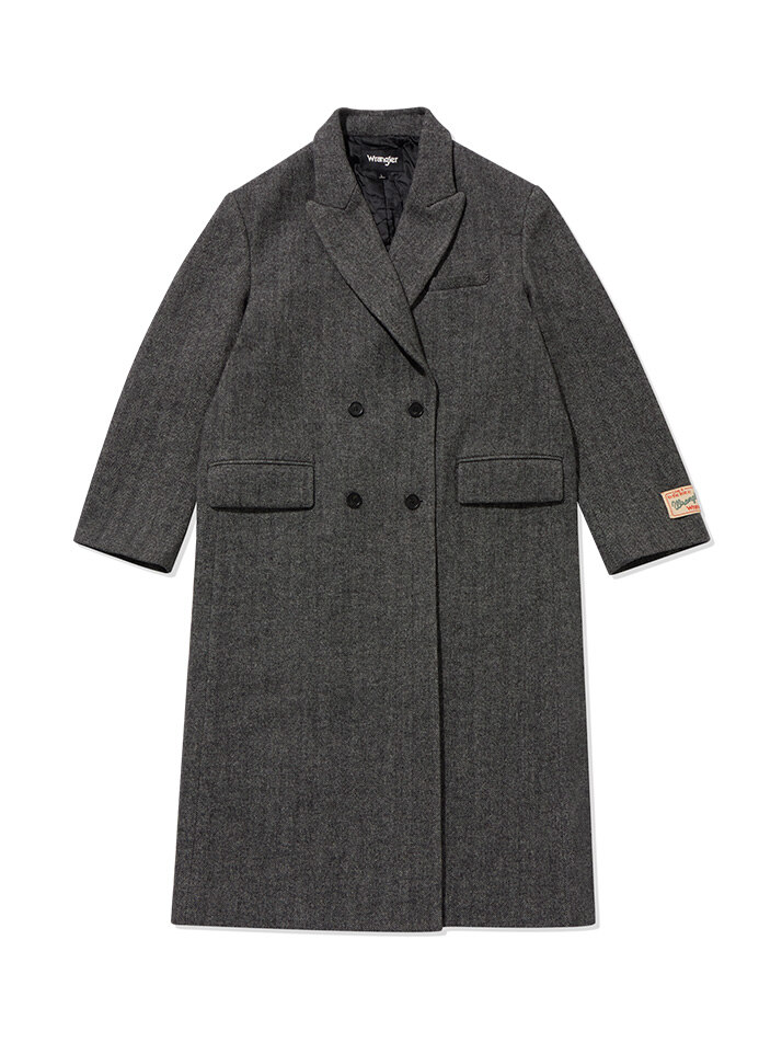 Wool Long Double Coat Black