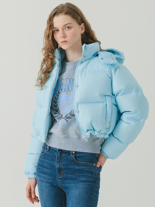 (W) Hoodie Cropped Jumper Sky Blue