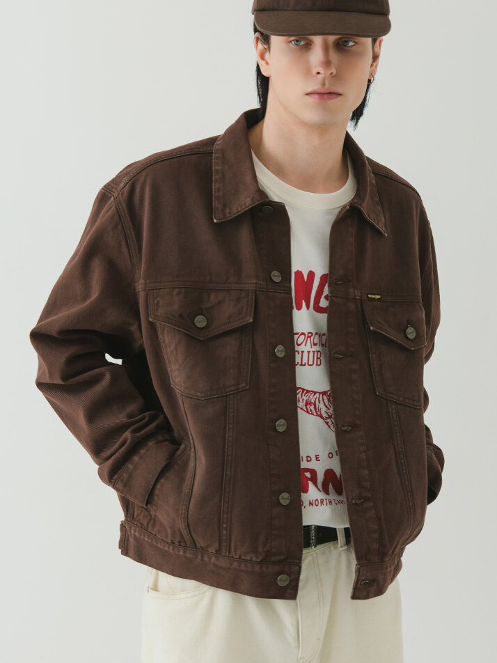 Washed Denim Jacket Brown