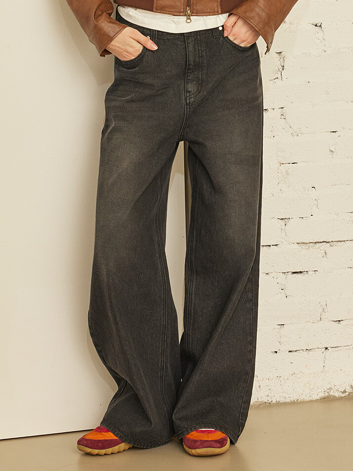 (W) WORLDWIDE FIT Denim Pants Grey