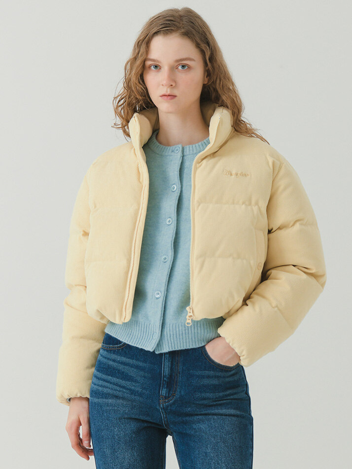 (W) Corduroy Puffer-Down Jumper Ivory