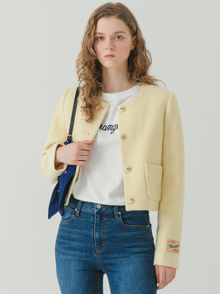 (W) Wool Cropped Jacket Ivory