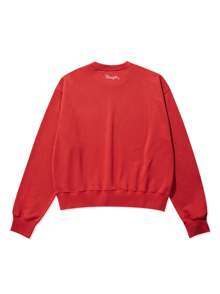 Unisex Stamp Crop Sweatshirt Red