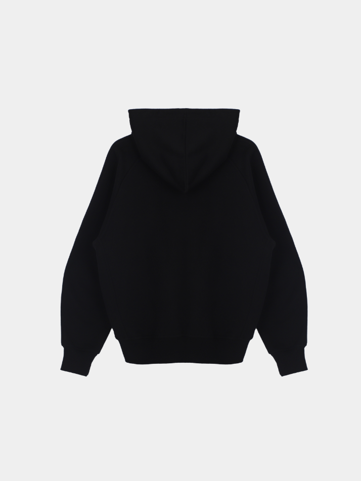 Raglan Emblem Hoodie_Deep Black