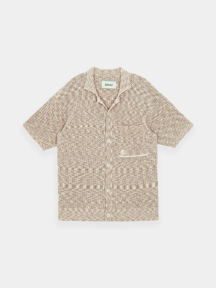 Two Tone Twisted Knit Shirt_W/Beige
