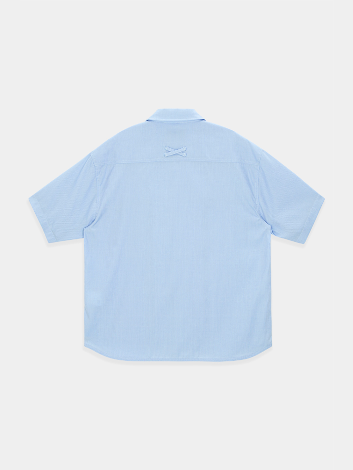 Convertible Collar Stripe Shirt_Sky Blue