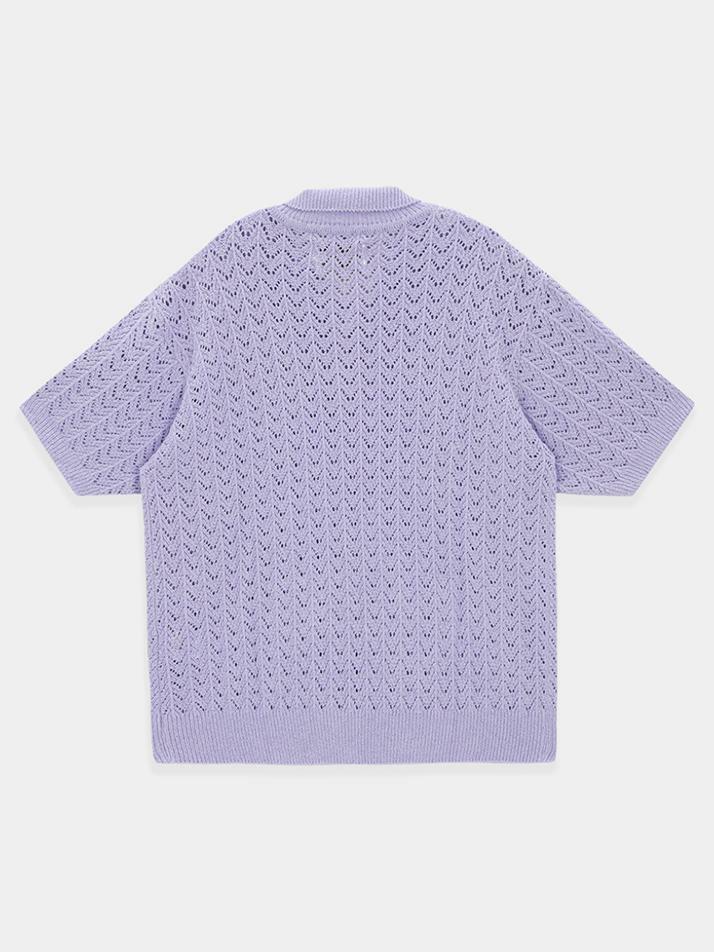 Crochet Punching Polo Knit_Lavender
