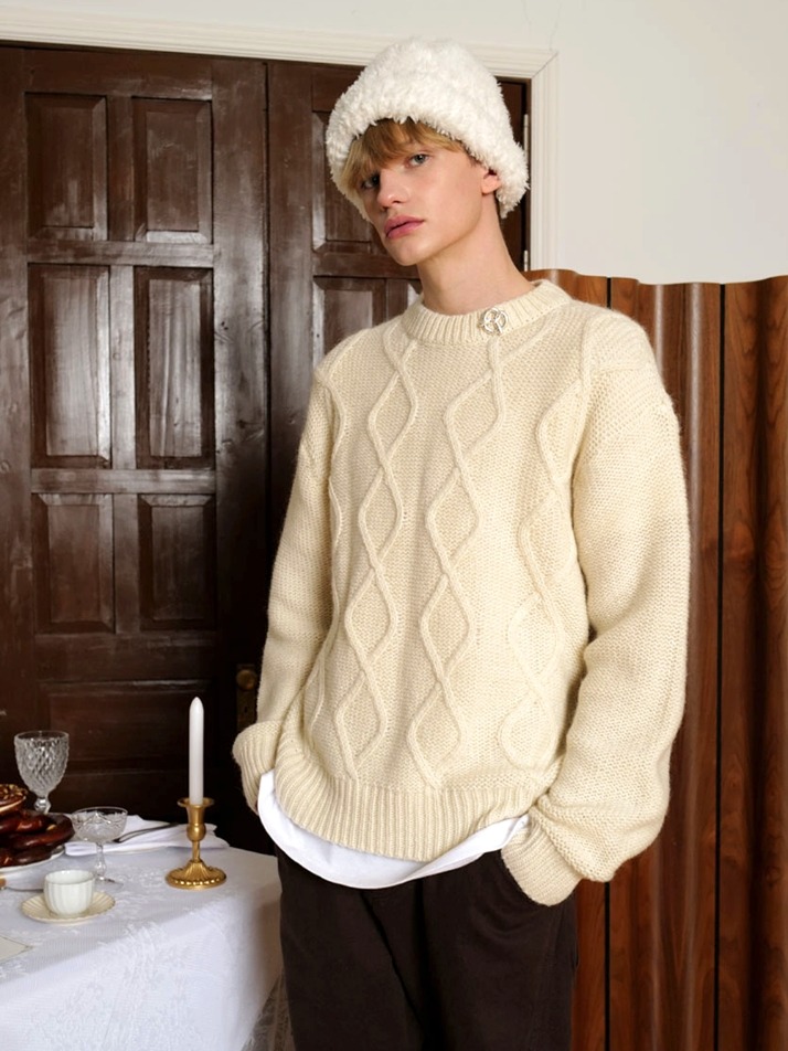 Mohair Fisherman Sweater_Cream