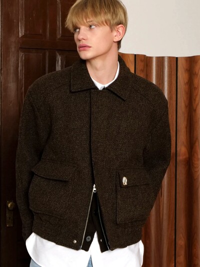 Double Pocket Blouson Jacket_Brown