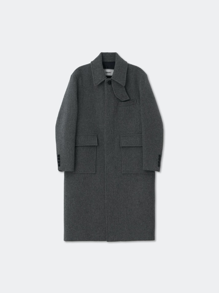 Oversized Out Pocket Felt Mac Coat_Gray