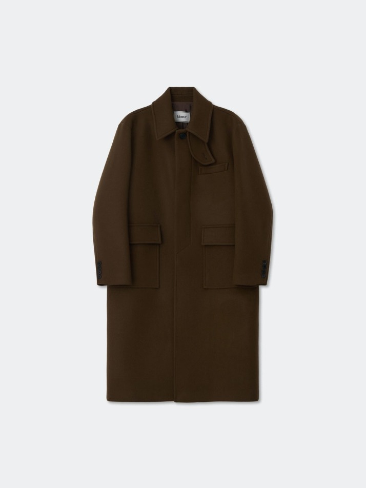 Oversized Out Pocket Felt Mac Coat_Brown