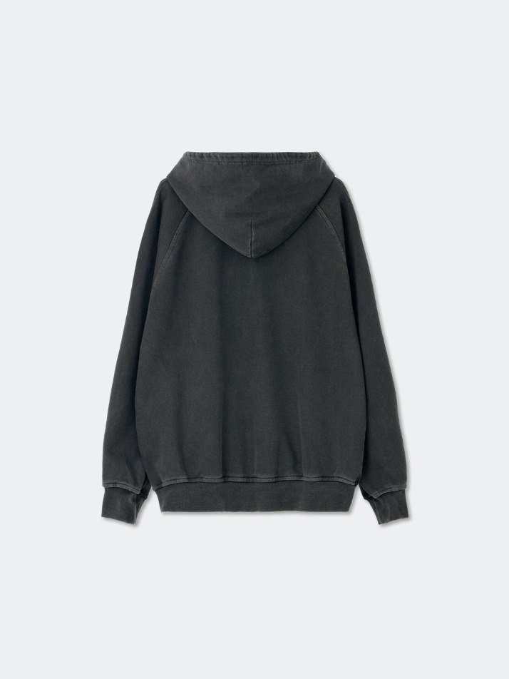 Garment Dyeing Baker Print Hoodie_Chacoal