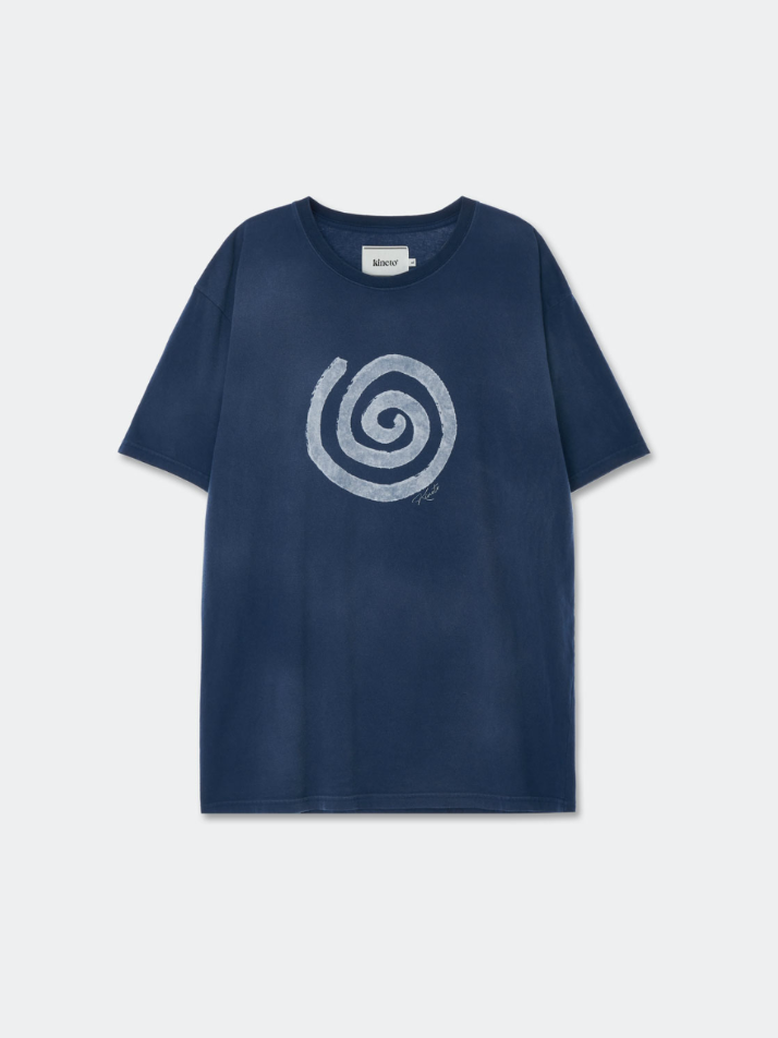 Sulfur Dyed Blow Wind Print T-Shirt_Dusty Blue