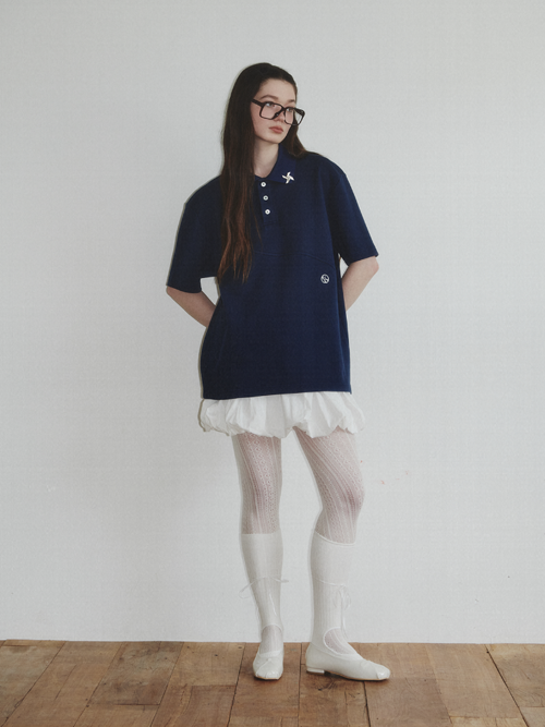 Wave Cutting PK-Shirt_Navy_W