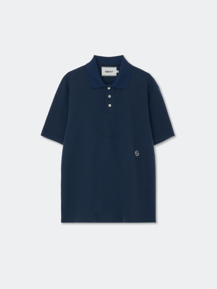 Wave Cutting PK-Shirt_Navy