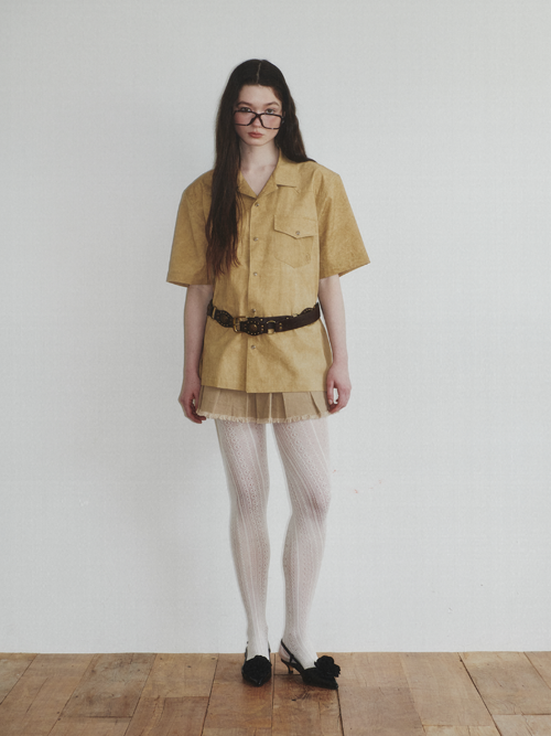 Western Dyed Milling Open Collar Shirt_Camel_W