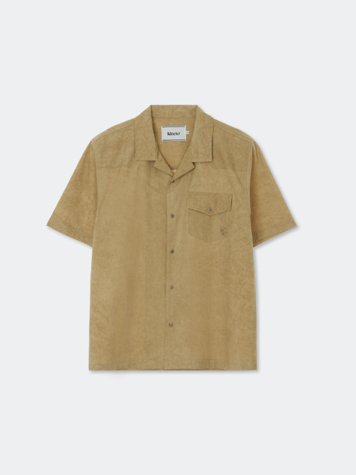 Western Dyed Milling Open Collar Shirt_Camel