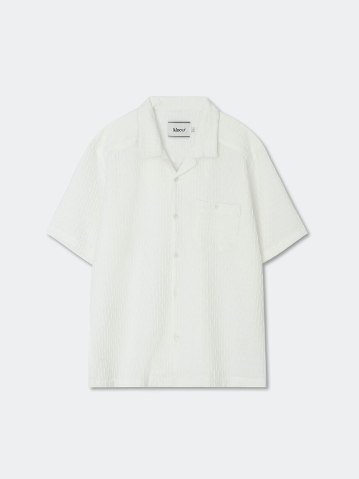 Wrikle Emboss Open Collar Shirt_White