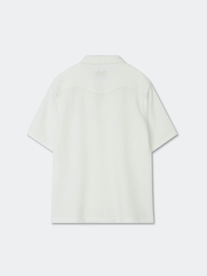 Wrikle Emboss Open Collar Shirt_White
