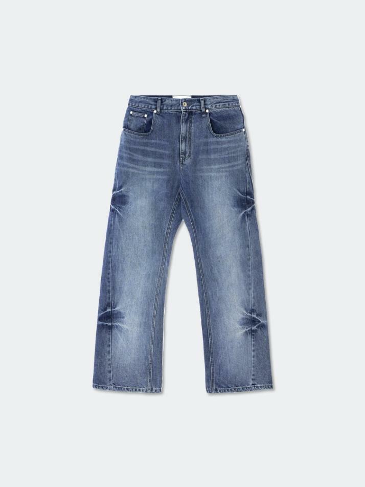 Wave Cutting Denim Pants_Midnight Blue