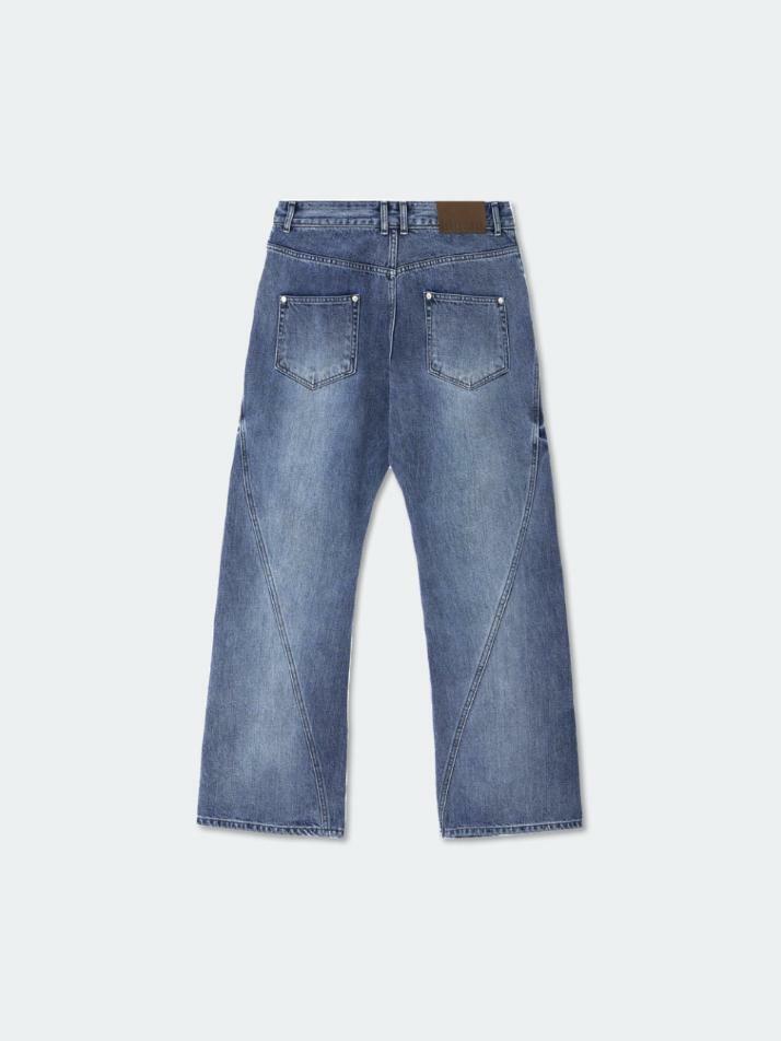 Wave Cutting Denim Pants_Midnight Blue