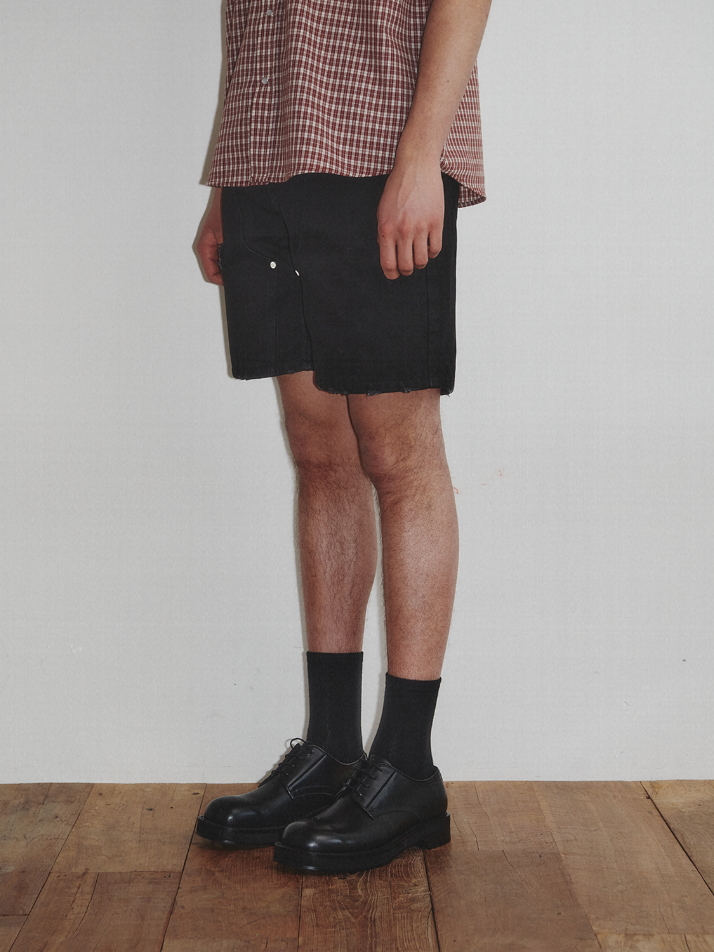 Layered Carpenter Denim Shorts_Black