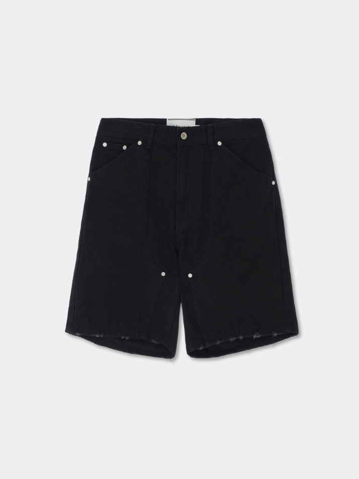 Layered Carpenter Denim Shorts_Black