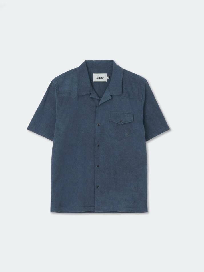 Western Dyed Milling Open Collar Shirt_Navy_W