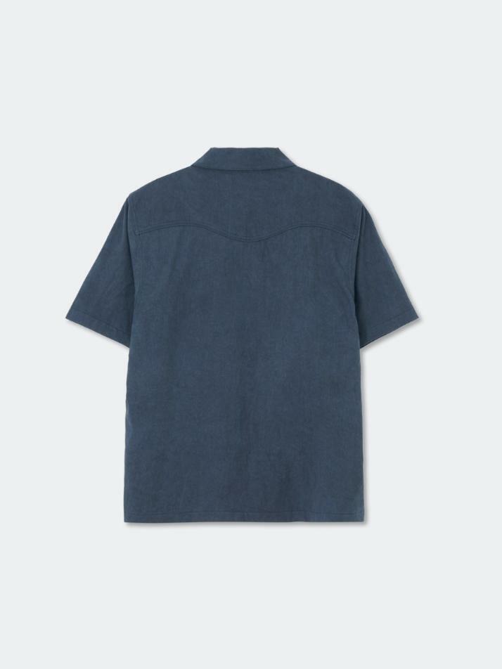 Western Dyed Milling Open Collar Shirt_Navy_W