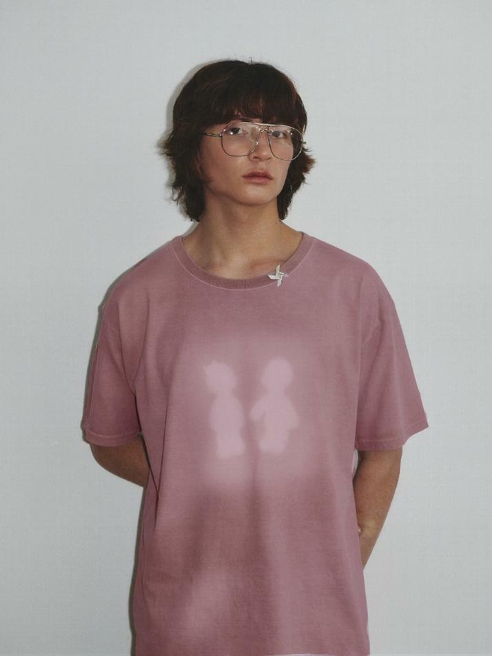 Sulfur Dyed Boy&Girl Print T-Shirt_Dusty Pink