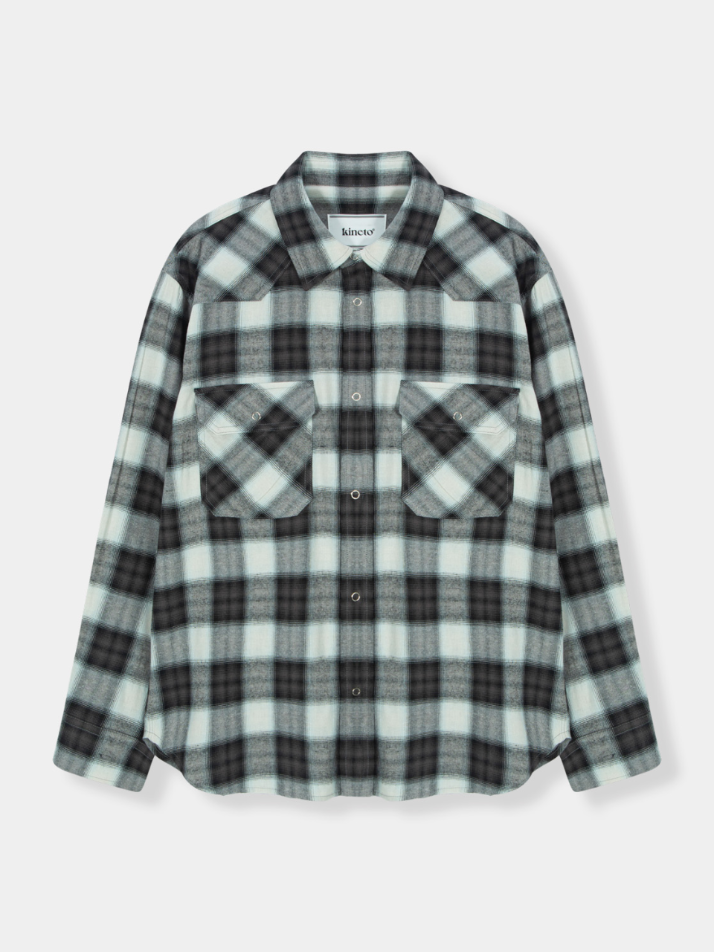 Ombre Checked Western Shirt_Black_W
