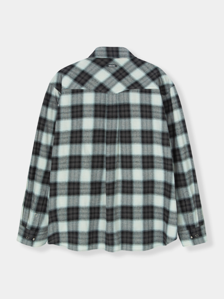 Ombre Checked Western Shirt_Black_W