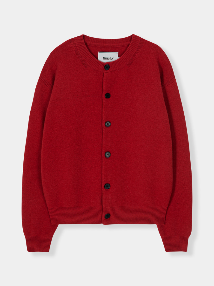 Herrash Round Neck Cardigan_Red