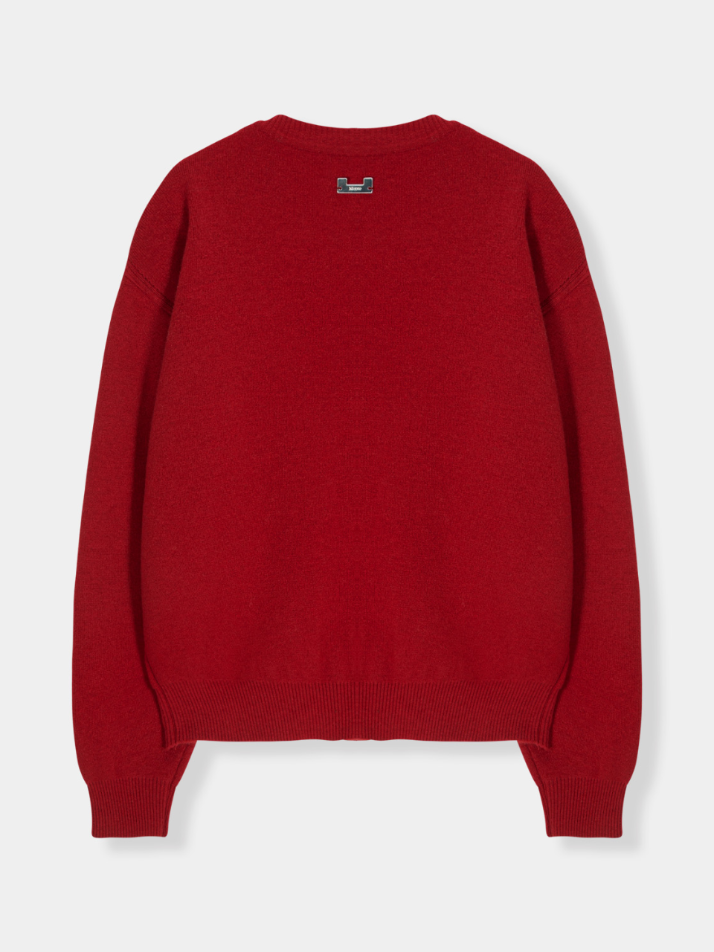 Herrash Round Neck Cardigan_Red