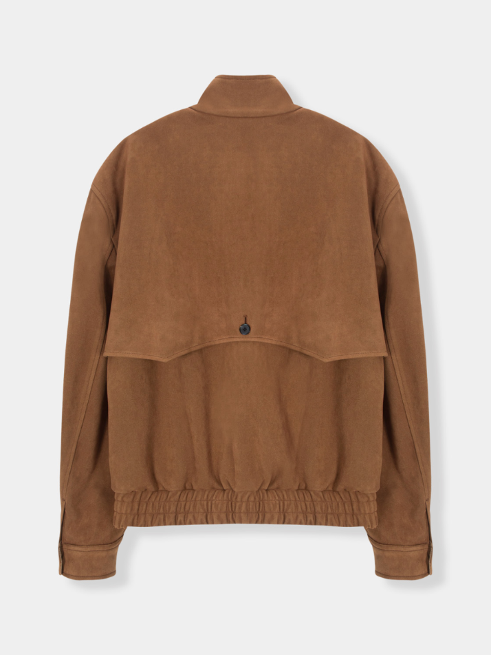 Suede High Neck Jacket_Camel