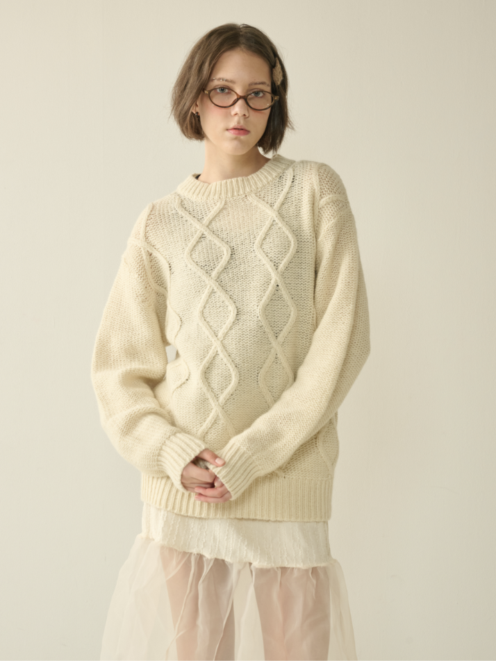 Mohair Fisherman Sweater_Cream_W