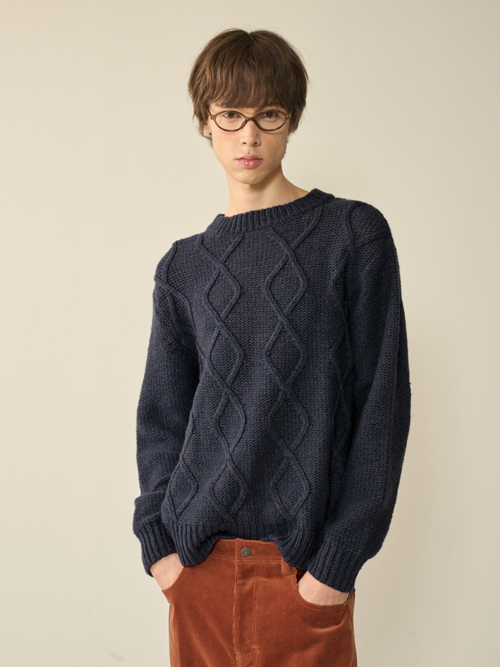 Mohair Fisherman Sweater_Navy