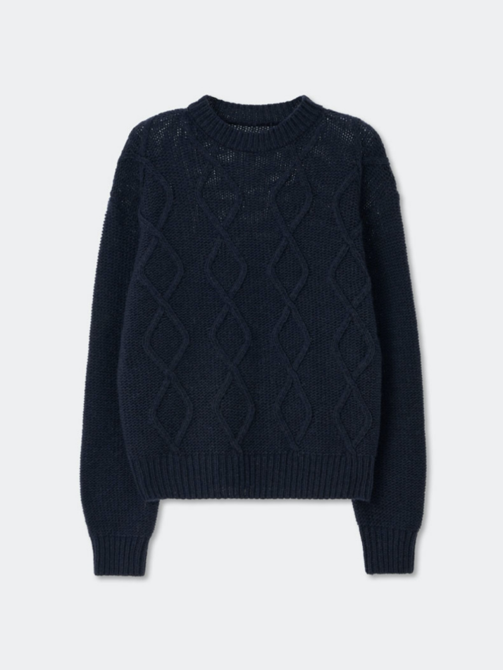 Mohair Fisherman Sweater_Navy