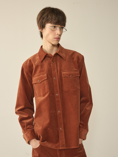 Western Corduroy Shirt_Cinnamon Brown