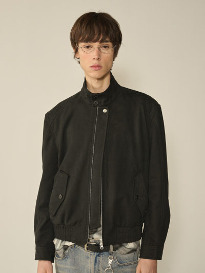 Suede High Neck Jacket_Black