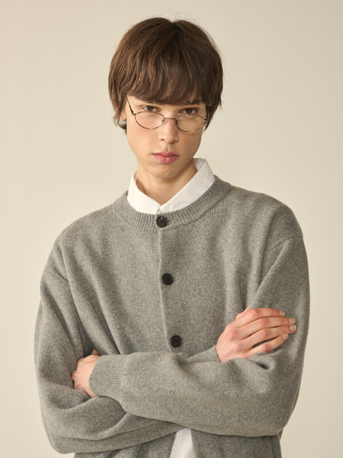 Herrash Round Neck Cardigan_Gray