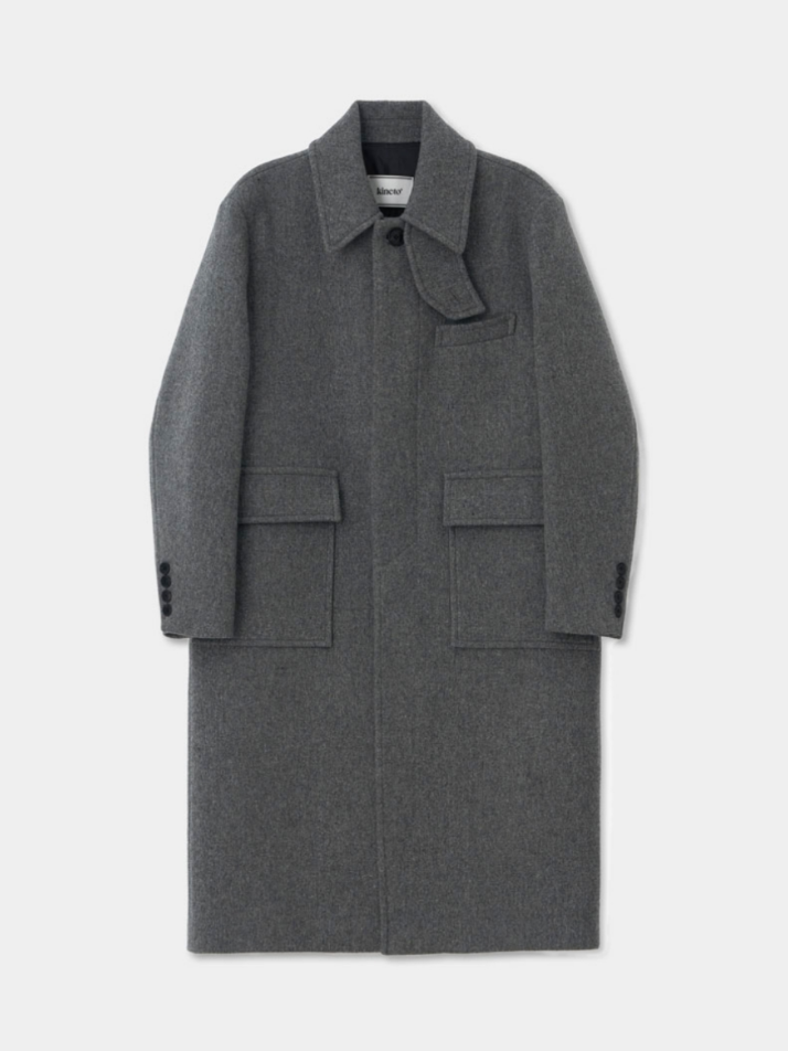 Oversized Out Pocket Felt Mac Coat_Gray