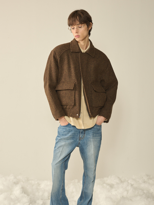 Double Pocket Blouson Jacket_Brown