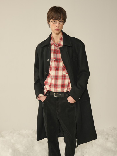 Oversized Out Pocket Felt Mac Coat_Black