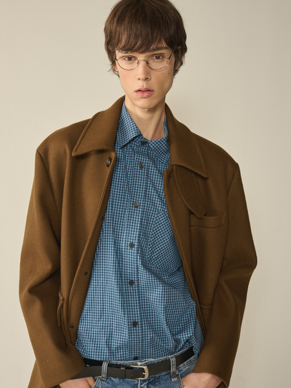 Oversized Out Pocket Felt Mac Coat_Brown