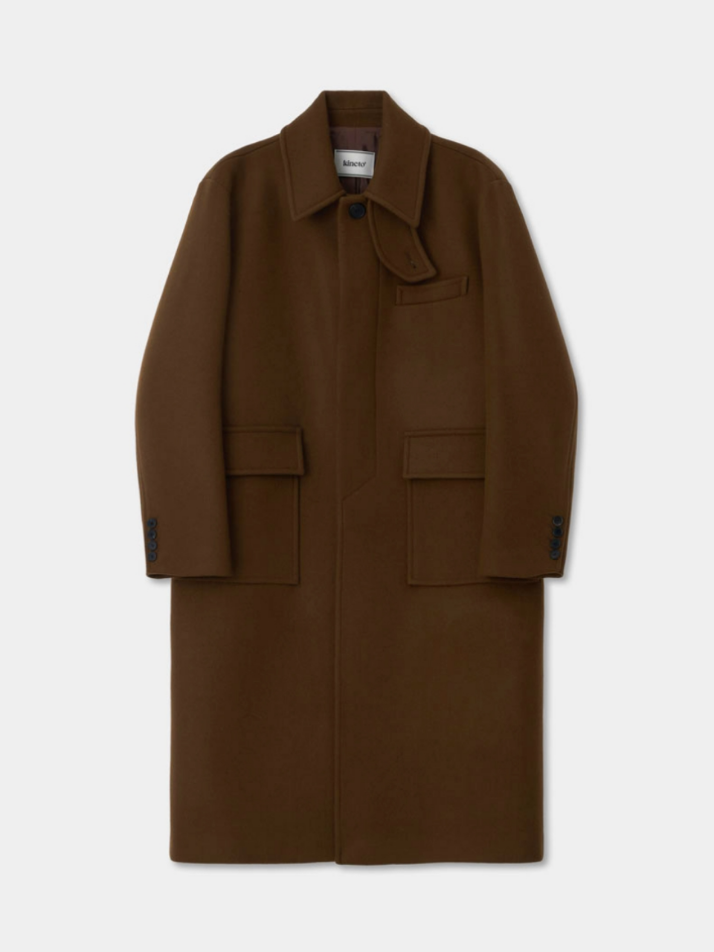 Oversized Out Pocket Felt Mac Coat_Brown