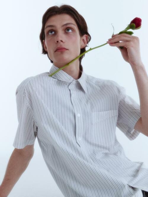 Viela Stripe Cotton Shirt_Classic White